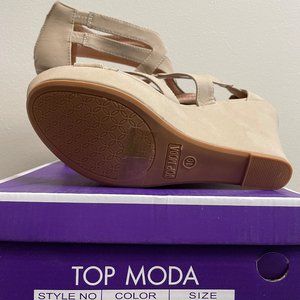 Strappy Open Toe Platform Wedge